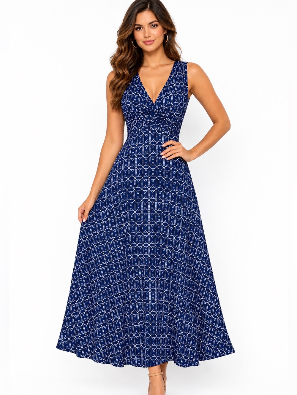 Anthropologie Maeve Camilla maxi dress blue New M nautical boho chic slip